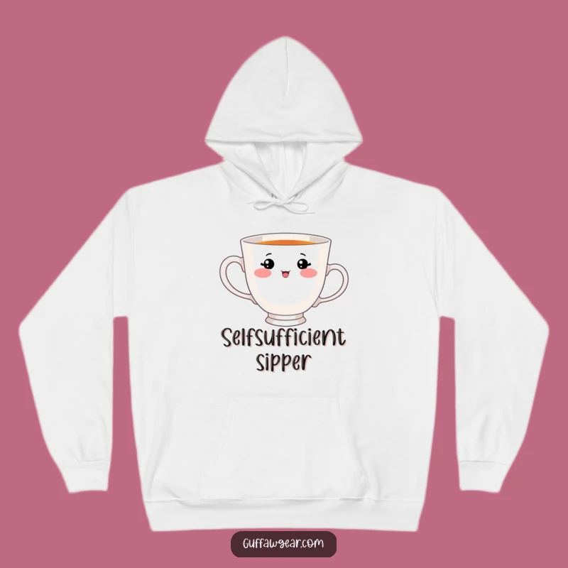 Funny Teacup Handle Sip Hoodie: Cozy Up with This Adorable Face's Struggle - Warm Gift