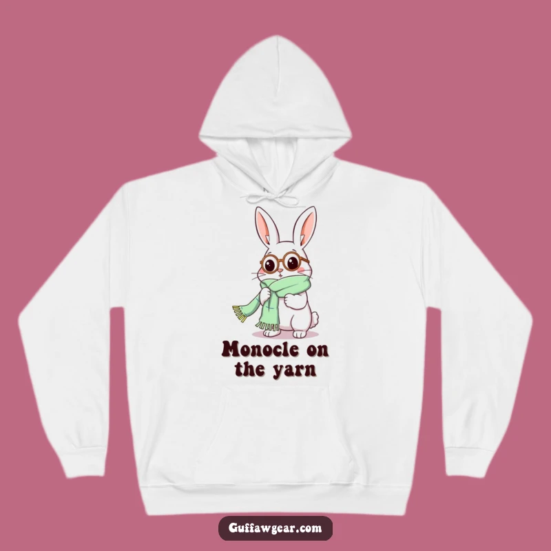 Funny Rabbit Monocle Knitting Hoodie - Cozy Hilarious Craft Apparel Gift