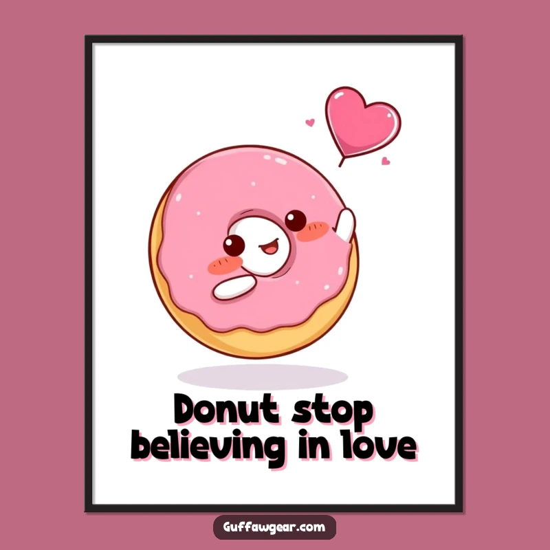 Donut Catching Hearts Free Printable Wall Art - Cute Downloadable Decor Gift