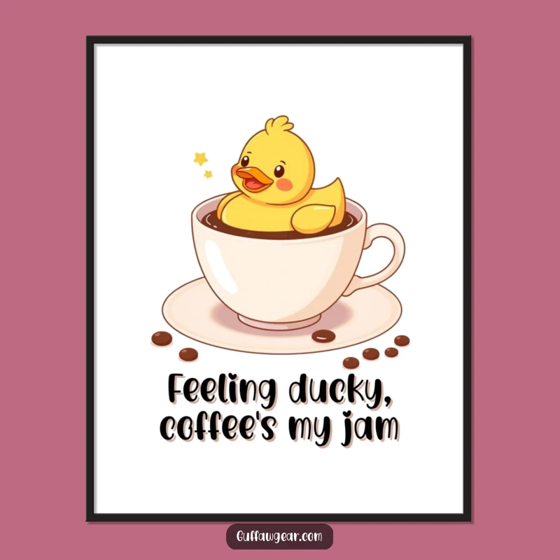 Funny Free Printable Wall Art: Coffee Duck, Hilarious Kawaii Downloadable Decor