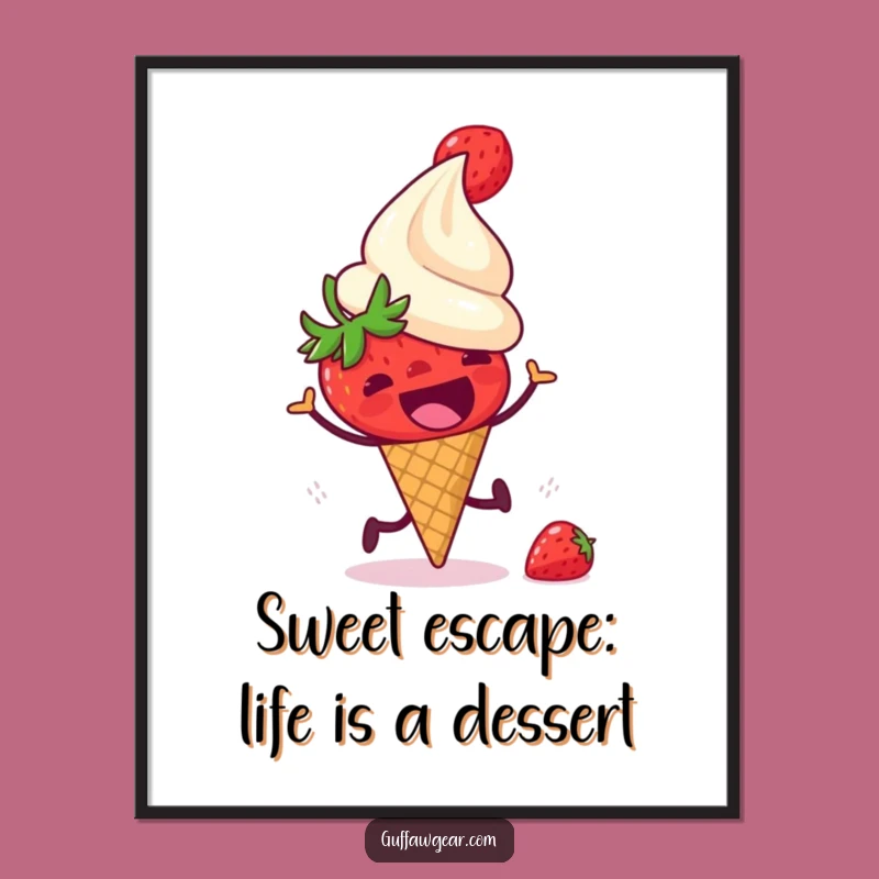 Free Printable Wall Art: Strawberry Chase, Funny Dessert Duo, Downloadable Art Decor!