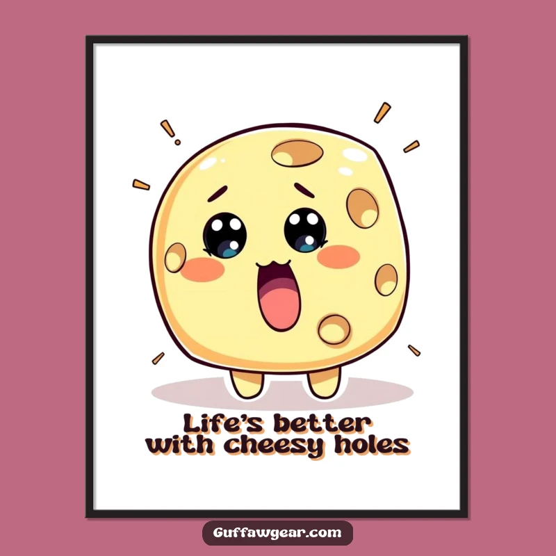 Free Printable Wall Art: Surprised Cheese Holes Decor, Funny Downloadable Art