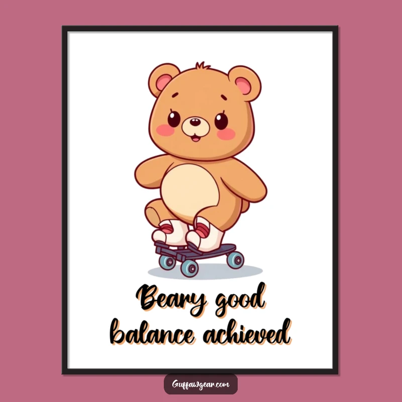 Funny Free Printable Wall Art: Bear's Roller Rink Chaos - Downloadable Decor!