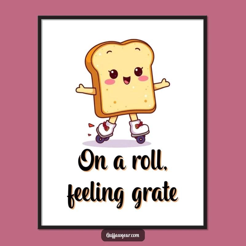 Funny Free Printable Wall Art: Skating Toast, Hilarious Kawaii Downloadable Decor