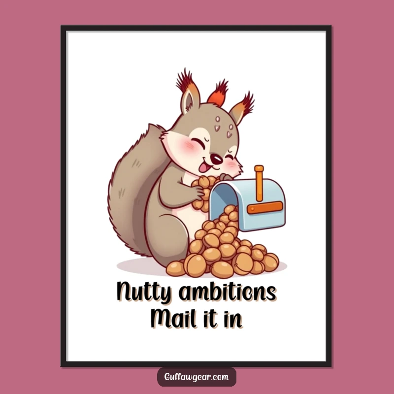 Free Printable Funny Squirrel Mailbox Wall Art: Determined Nut Hoarder Downloadable