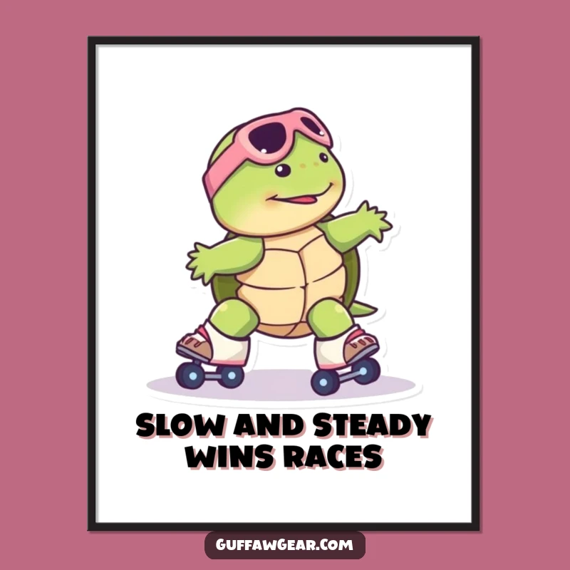 Free Printable Wall Art: Funny Turtle Skater Downloadable Art Gift