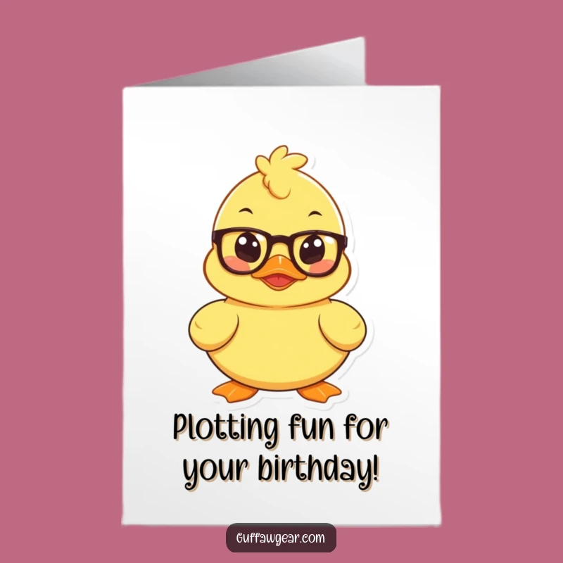 Free Printable Birthday Card: Smart Duck Character Plotting, Funny Downloadable Gift