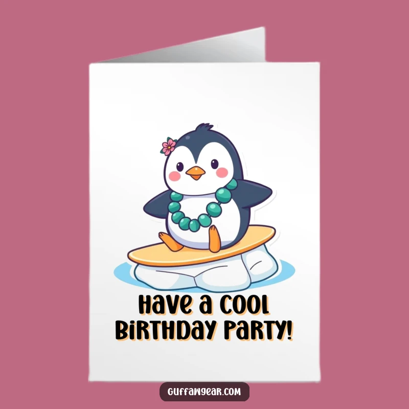 Free Printable Birthday Card: Funny Penguin Surfer Hilarious Downloadable Gift