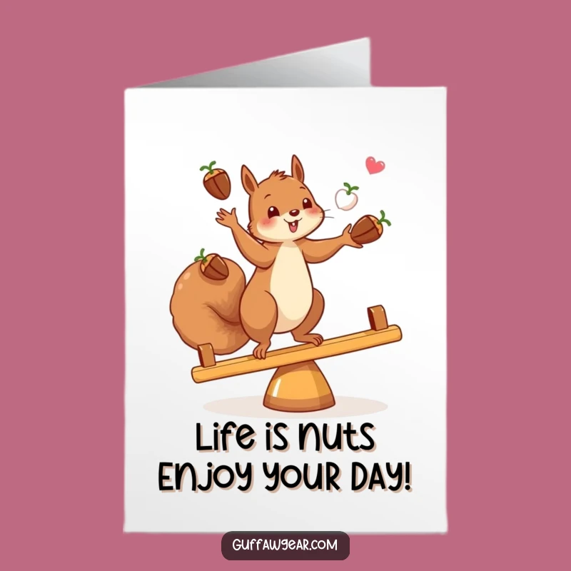 Funny Free Printable Birthday Card: Squirrel's Acorn Acrobatics - Downloadable Gift!