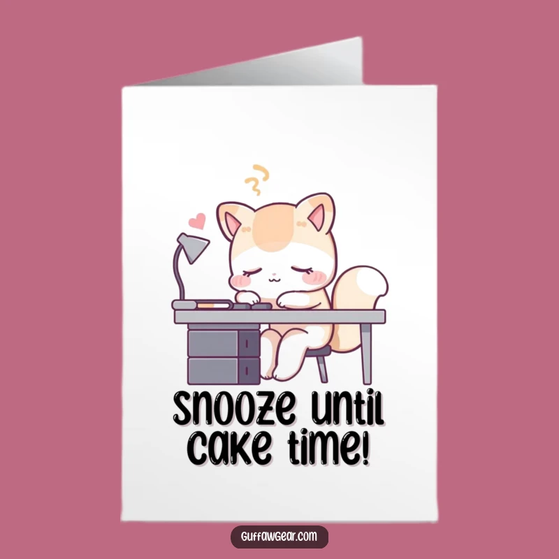 Free Printable Funny Birthday Card: Sleeping Desk Animal Design for a Hilarious Downloadable Gift