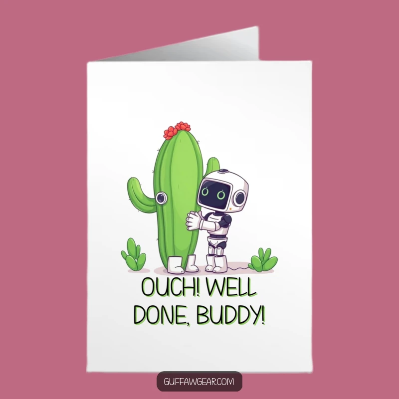 Free Printable Cactus Hug Card, Funny Robot Congrats, Downloadable Joyful Greeting