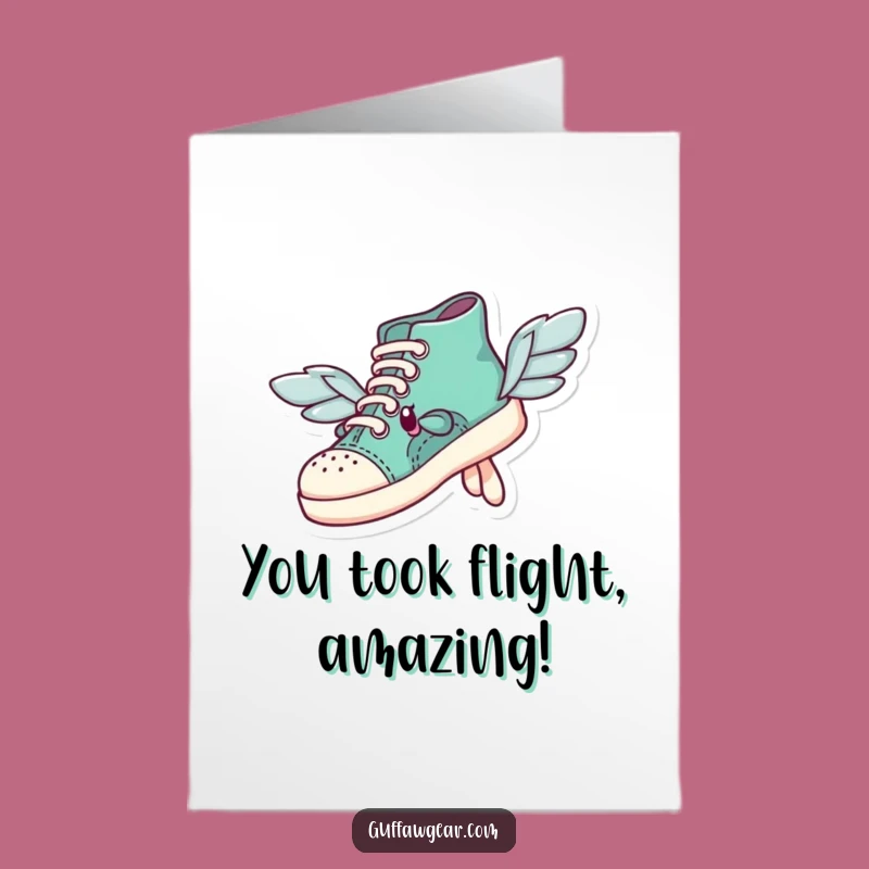 Free Printable Flying Shoe Congrats Card - Ambitious Downloadable
