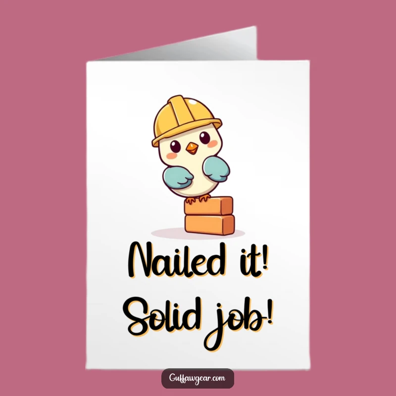 Free Printable Congrats Card: Humorous Bird Builder Wobbling Brick Downloadable Gift