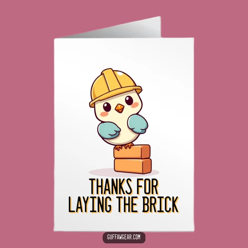 Free Printable Thank You Card: Amusing Bird Builder Wobbling Brick DIY Gift