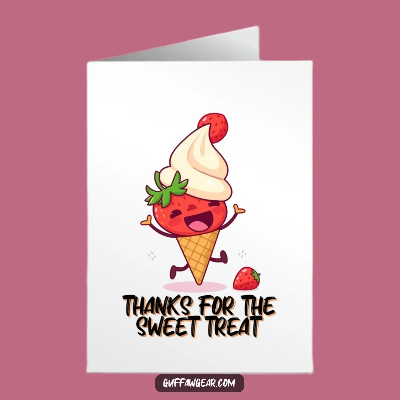 Free Printable Thank You Card: Strawberry Chase, Funny Dessert Duo, Downloadable Gift!