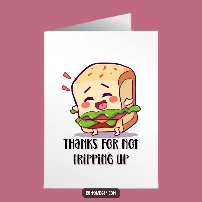 Free Printable Thank You Card: Tripping Sandwich Character, Perfect Funny Downloadable Gift