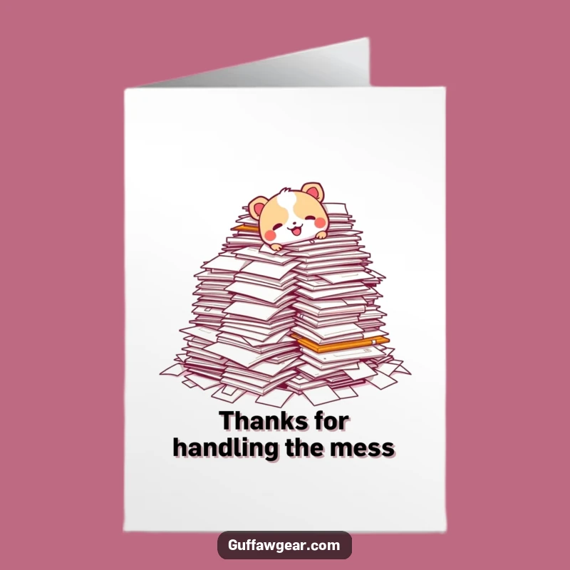 Funny Free Printable Thank You Card: Paperwork Animal Struggle, Downloadable Gift of Thanks