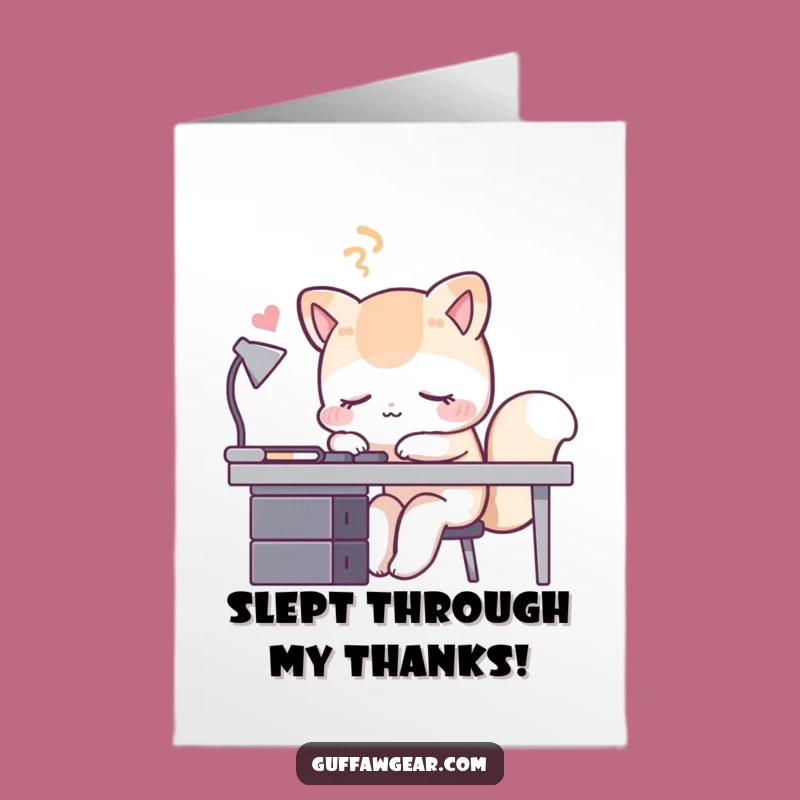 Free Printable Thank You Card: Sleepy Desk Animal Design for a Humorous Downloadable Gift