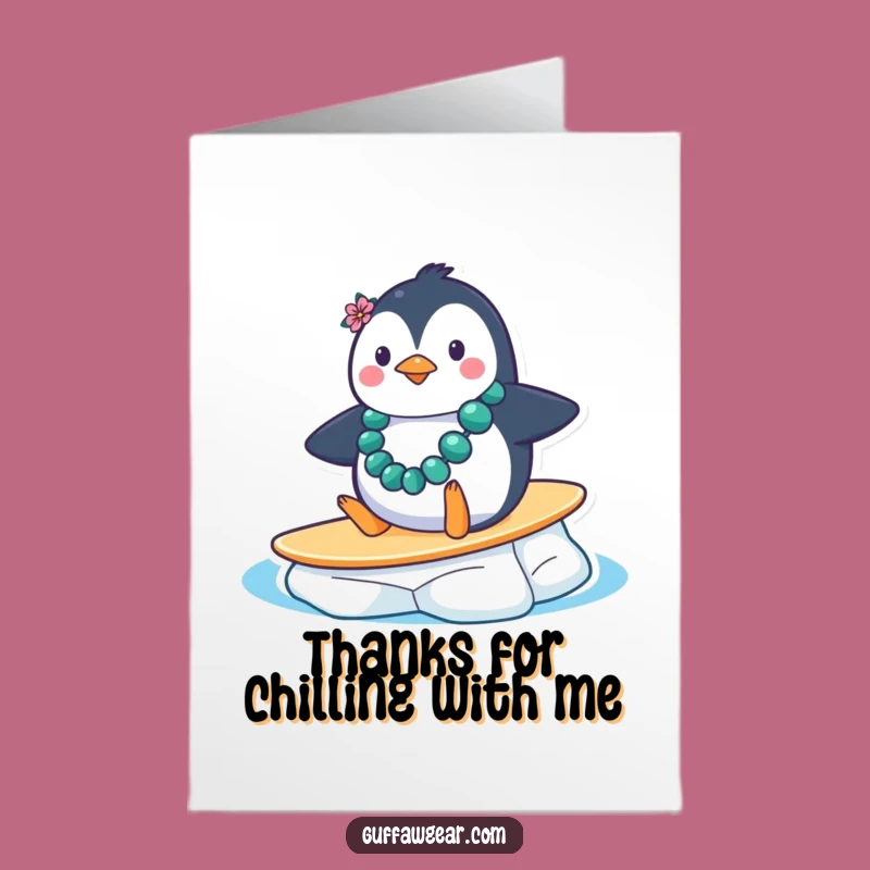 Free Printable Thank You Card: Amusing Penguin Surfer DIY Gift