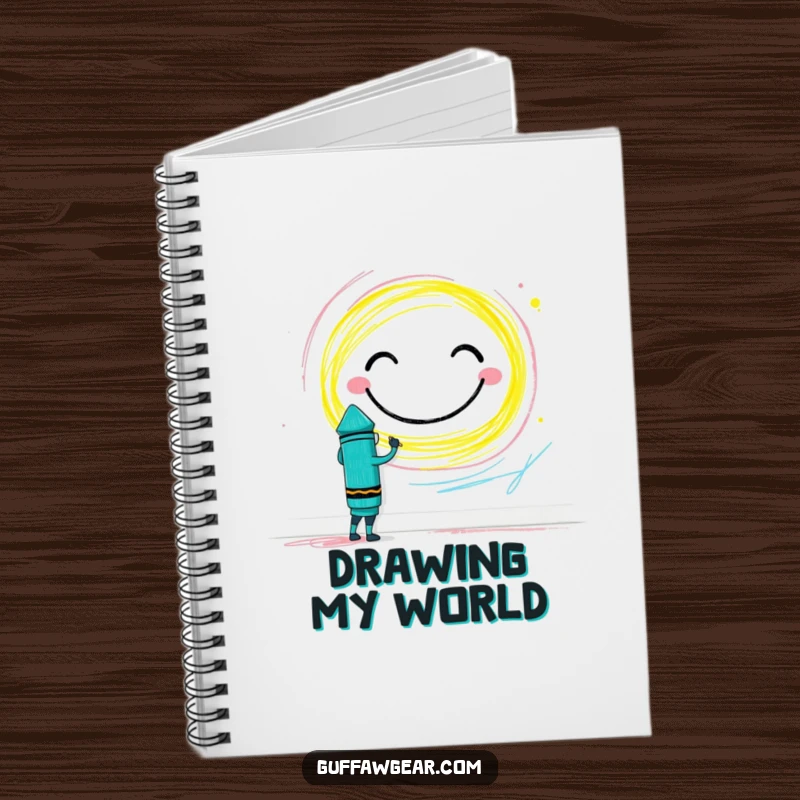 Funny Crayon Notebook: A brave crayon character drawing a gigantic smiley face on a wall, ideal for capturing ideas.
