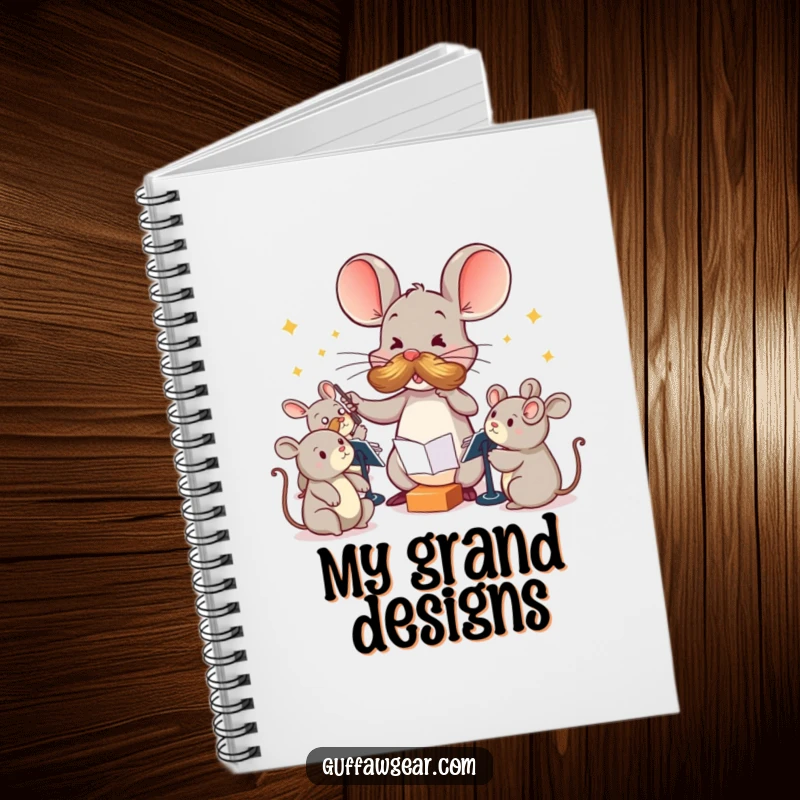 Funny Maestro Mouse Notebook: A mouse with a large mustache comically conducts squeaky toys, inspiring funny thoughts and creative writing.