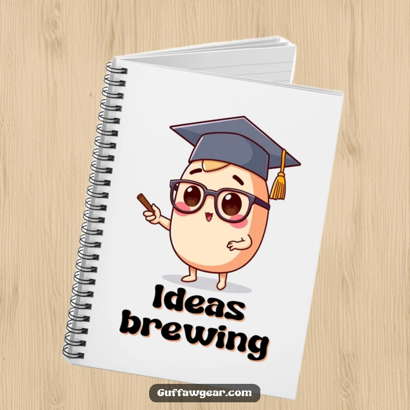 Funny notebook with a food character wearing a graduation cap and spectacles, lecturing, ideal for taking academic notes.
