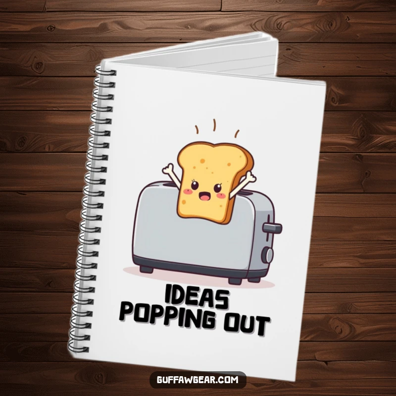 Funny Toast Notebook: A startled piece of toast character leaping out of a toaster, ideal for capturing morning thoughts.
