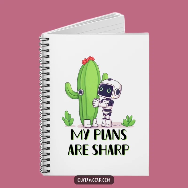 Funny Robot Cactus Hug Notebook - Jot Down Ideas with Humor