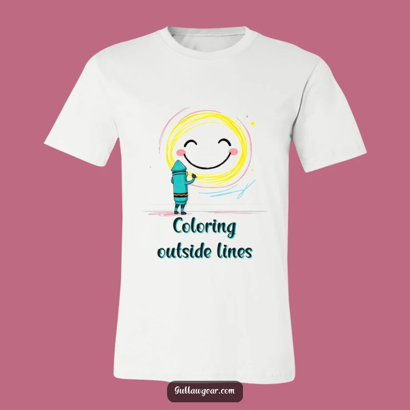 Funny Crayon Wall Art T-Shirt: Brave Creator Smiley Face Tee