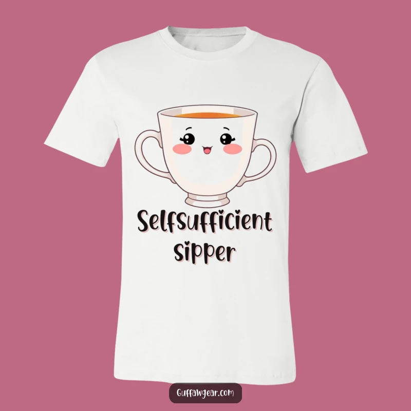 Funny Teacup Handle Sip T-Shirt: Adorable Face's Silly Struggle - Comfy Gift