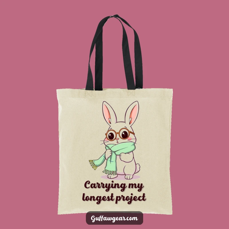 Funny Rabbit Monocle Knitting Tote Bag - Chic Hilarious Accessory Gift