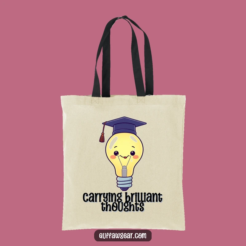 Funny Kawaii Graduation Tote Bag: Smart Lightbulb, Humorous Accessory, Gift