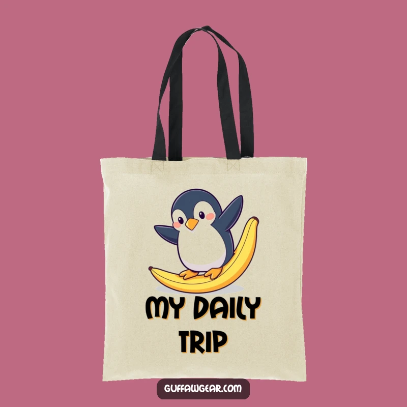Funny Penguin Banana Slip Tote Bag: Dramatic Mishap, Carry Your Laughs