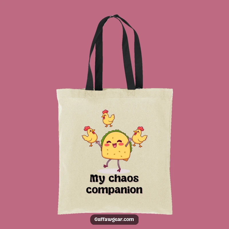 Funny Taco Juggling Tote Bag: Chicken Chaos - Practical & Hilarious Gift!