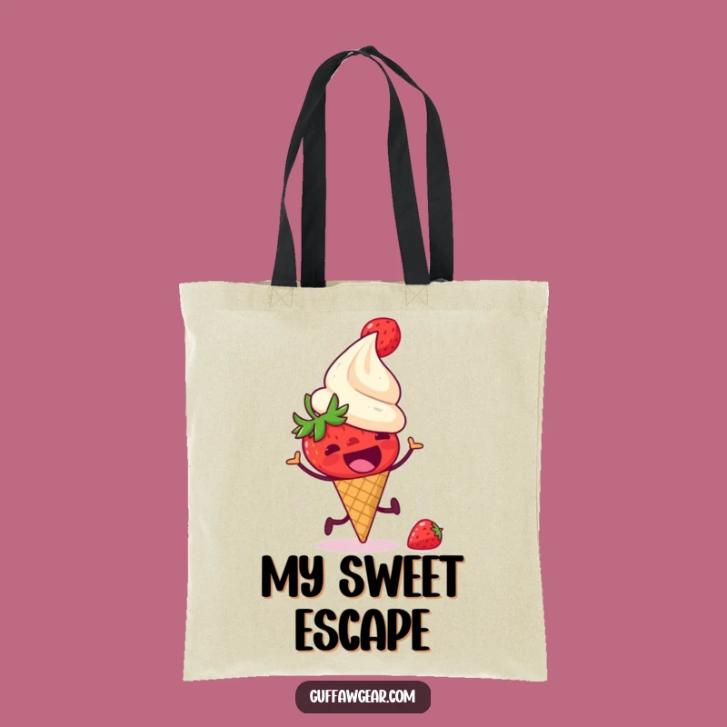 Funny Strawberry Ice Cream Tote Bag: Carry Your Laughs with Humorous Style