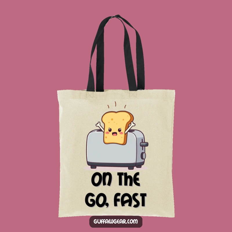 Funny Startled Toast Tote Bag: Leaping Breakfast Carry-All